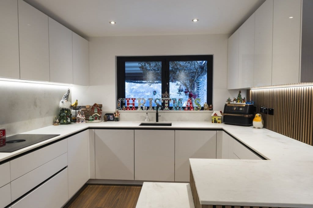Crisp White and Warm Wood Kitchen