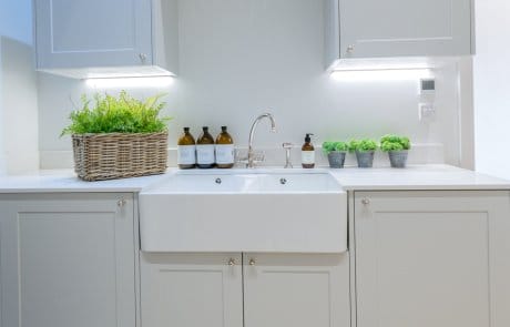 Cabinet lights and Traditional sink